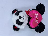 #773-12 6in Panda (love) plastic eyes 2025 (with pink & brown bear mix)